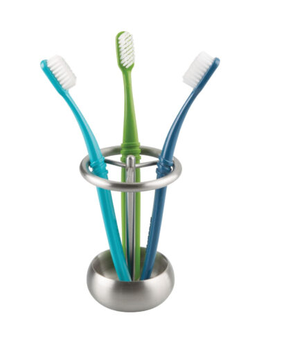 iDesign Nogu Stainless Steel Toothbrush Holder Stand - Metal, for Bathroom Vanity, Countertops